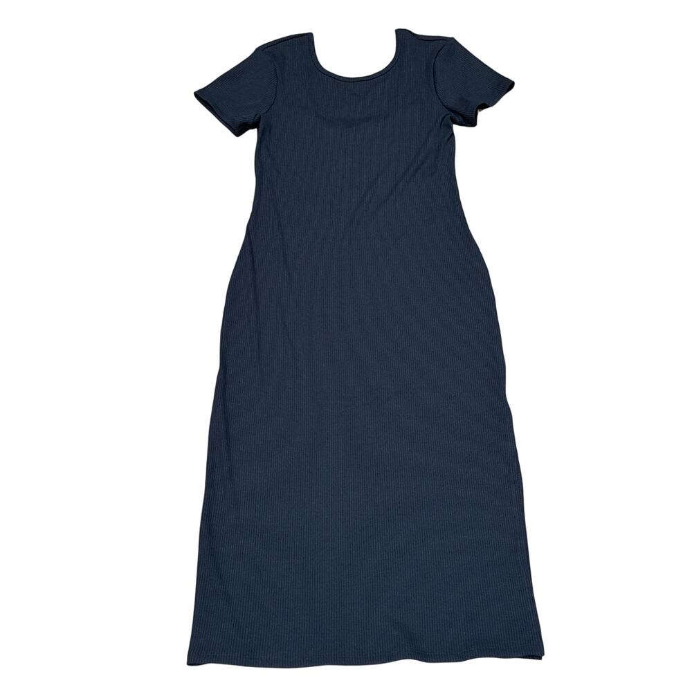 NWT No Comment Ribbed Short Sleeve Shirt Dress Black midi Juniors Large